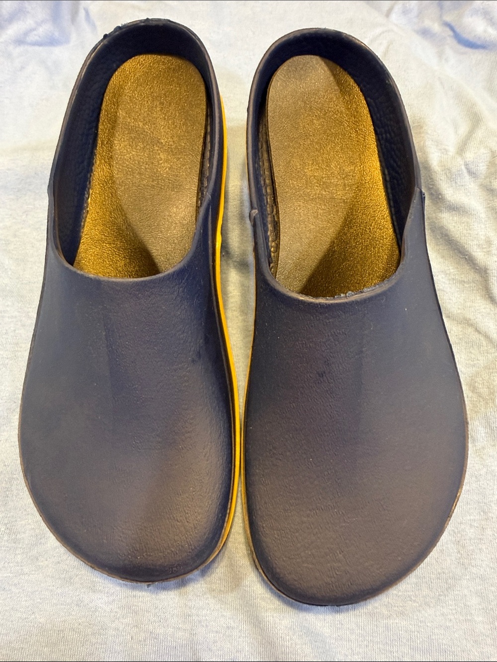 Wmn LaCrosse Slip-On Comfort Clogs in Navy with Beige Trim